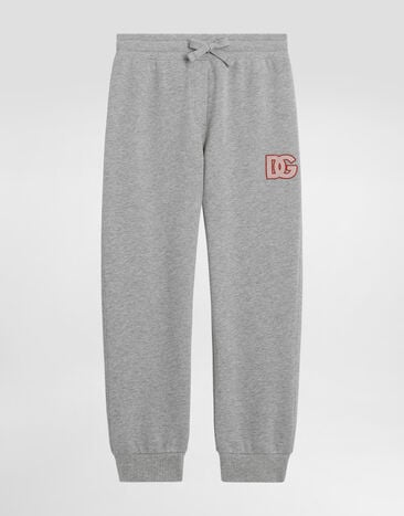 Dolce & Gabbana Oversized fleece trousers with DG embroidery Grey L5JPG2G7PDU