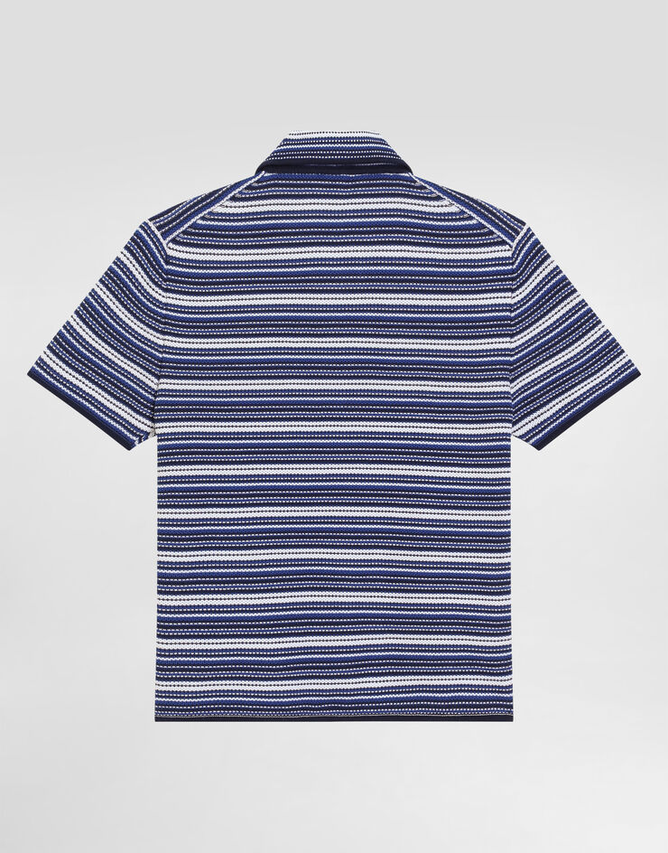 Dolce & Gabbana Camicia in maglia con lavorazione a nido d'ape Blu L4KWG9JBCF8