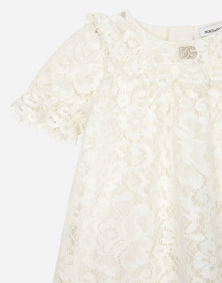 Dolce & Gabbana DG 로고 레이스 드레스 화이트 L23DZ9HLMEA