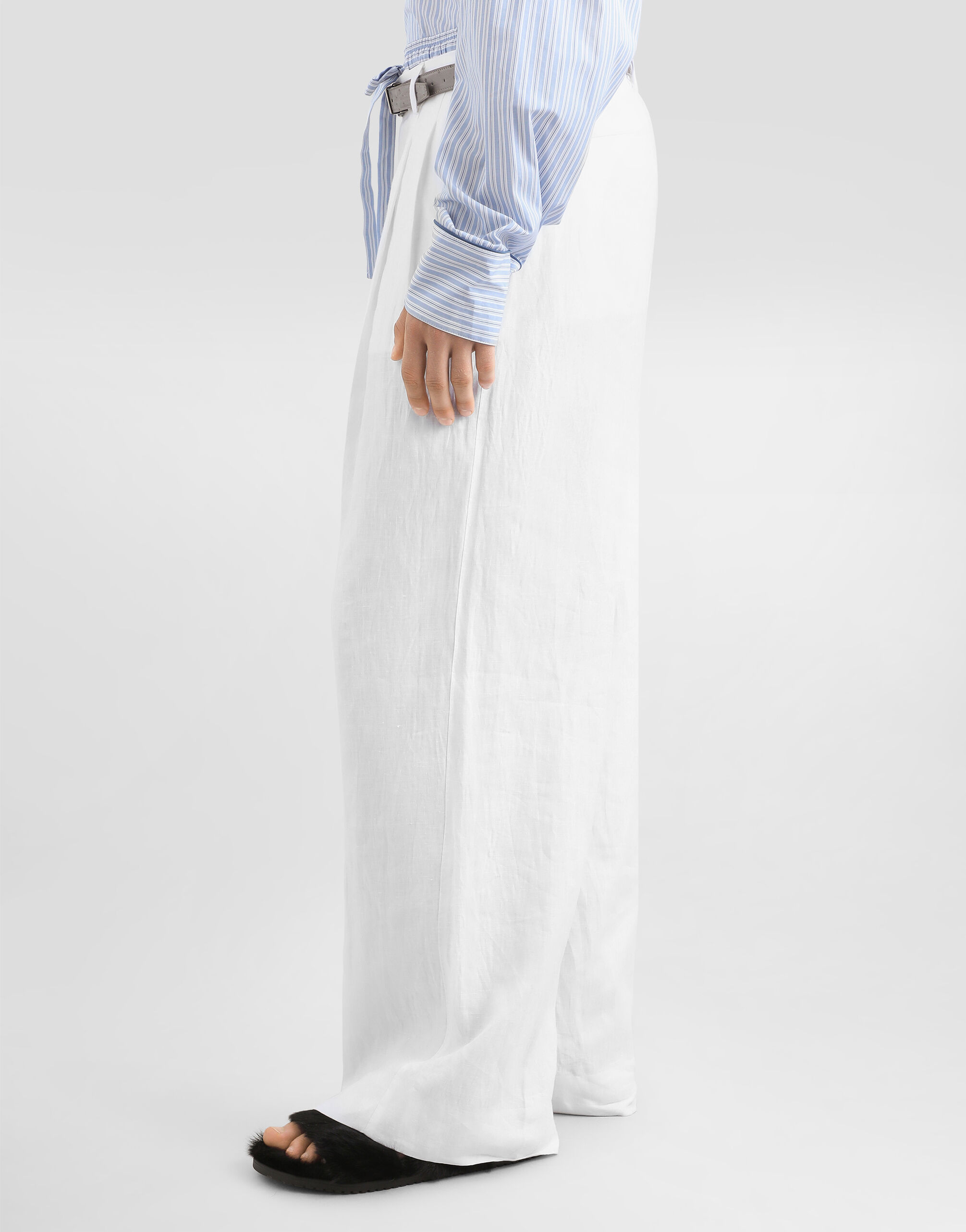 Linen canvas trousers in White for Men | Dolce&Gabbana® US