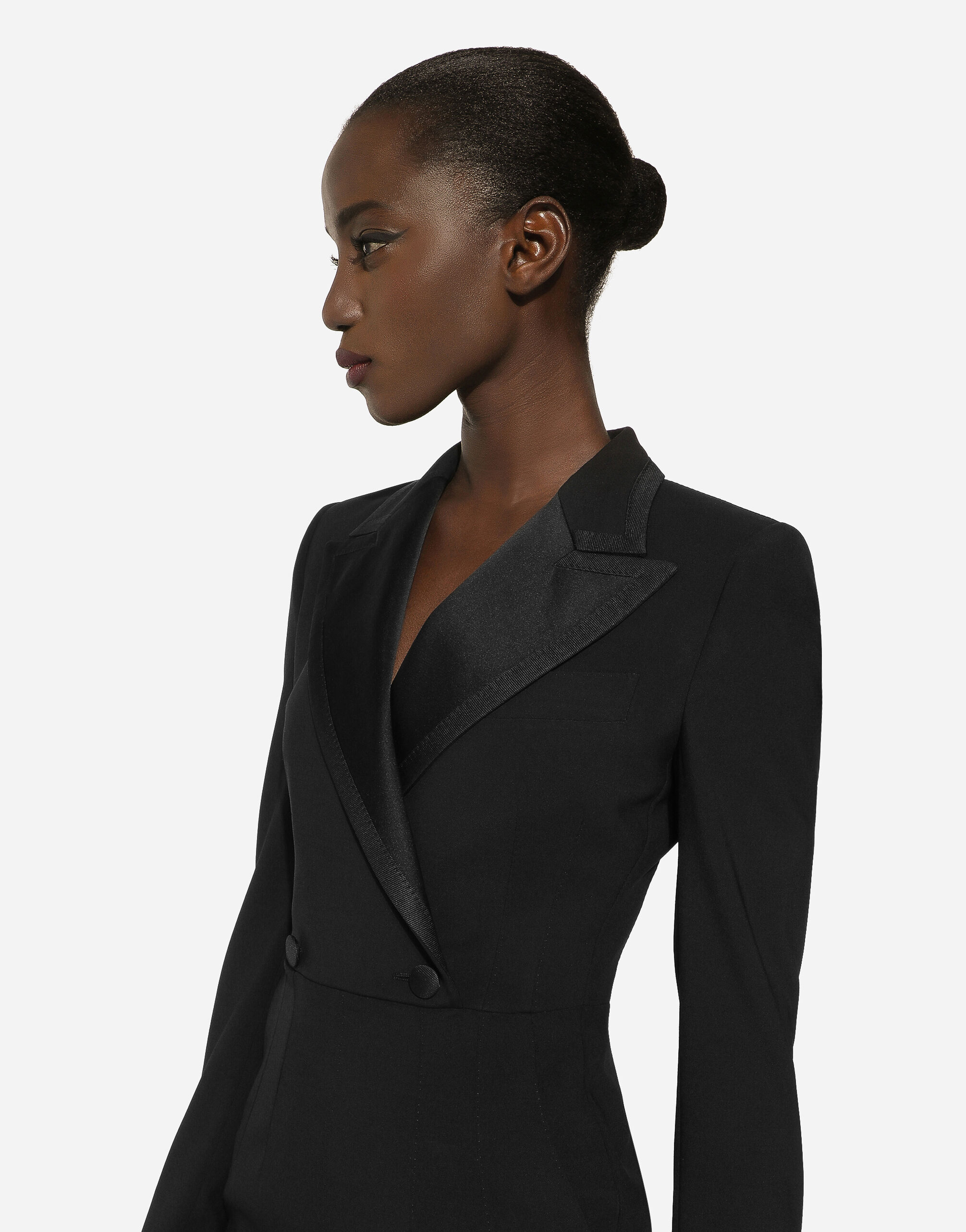 Robe manteau mi longue en toile de laine en Noir pour femme Dolce Gabbana