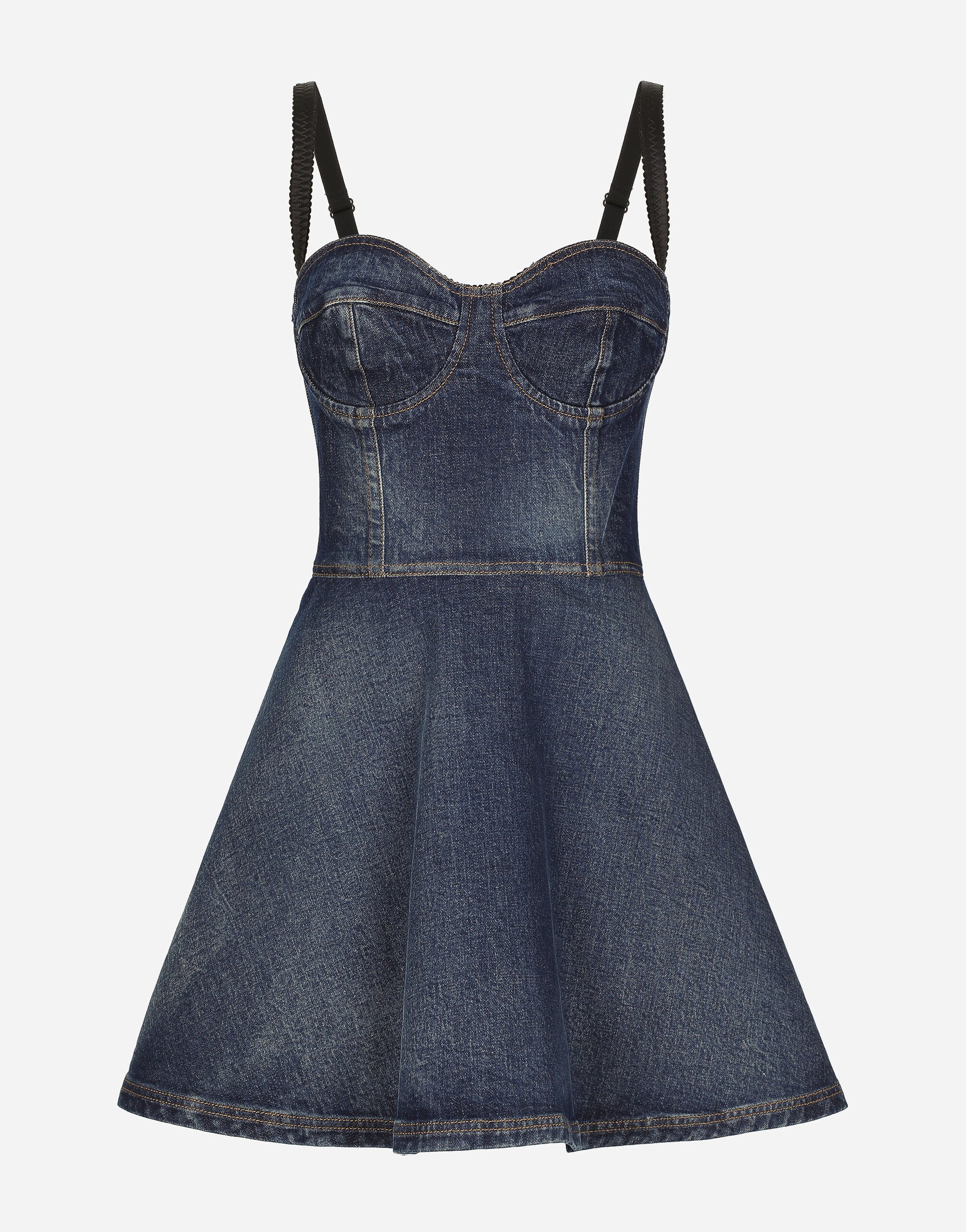 Dolce & Gabbana Short denim corset dress Print F7W98THS5Q2