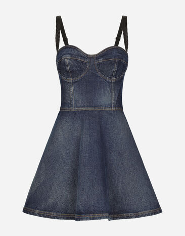 Dolce & Gabbana Short denim corset dress Blue F6GAMDG8KT2