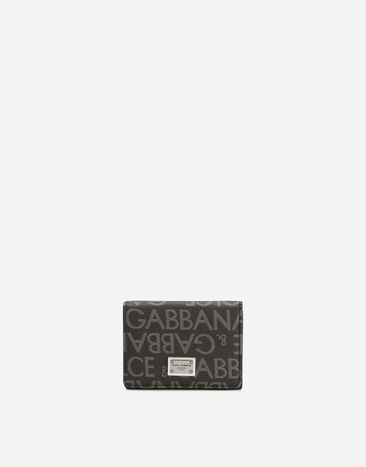 Dolce&Gabbana Portefeuille français à rabat en jacquard enduit Noir BM2123AQ437