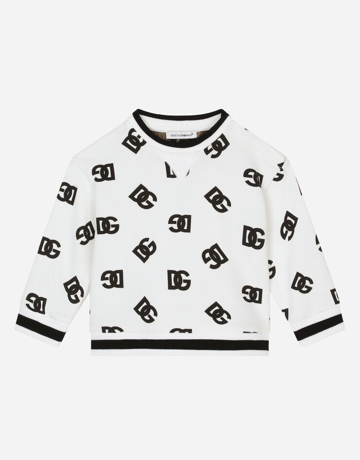 Dolce & Gabbana Felpa girocollo in jersey stampa logo DG Multicolore L2JW7KHS7KI