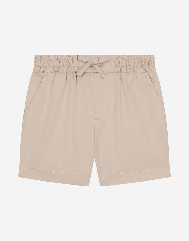 Dolce & Gabbana Gabardine shorts with branded label Beige L13Q08FUFJR