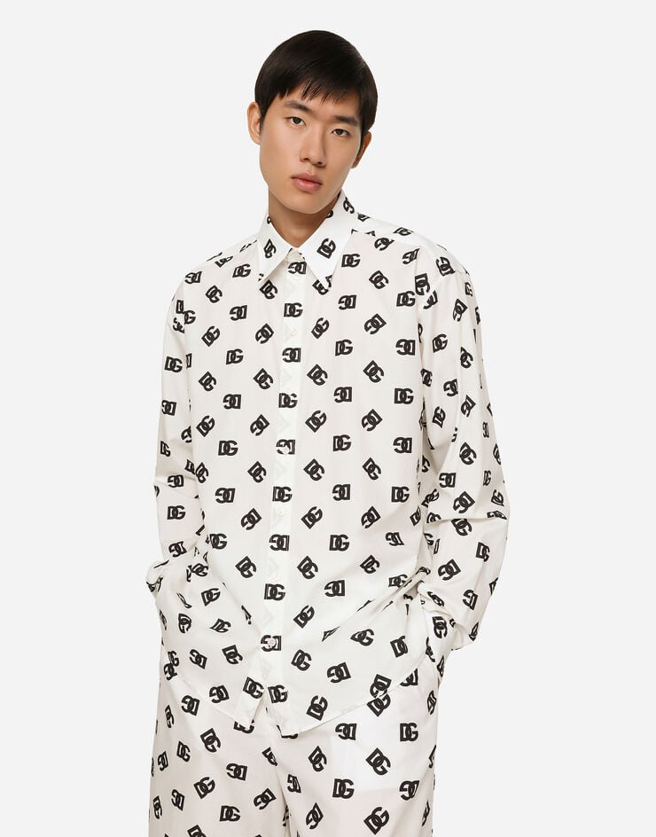 Dolce & Gabbana Oversize cotton shirt with DG Monogram print Multicolor G5IT7THS5OO