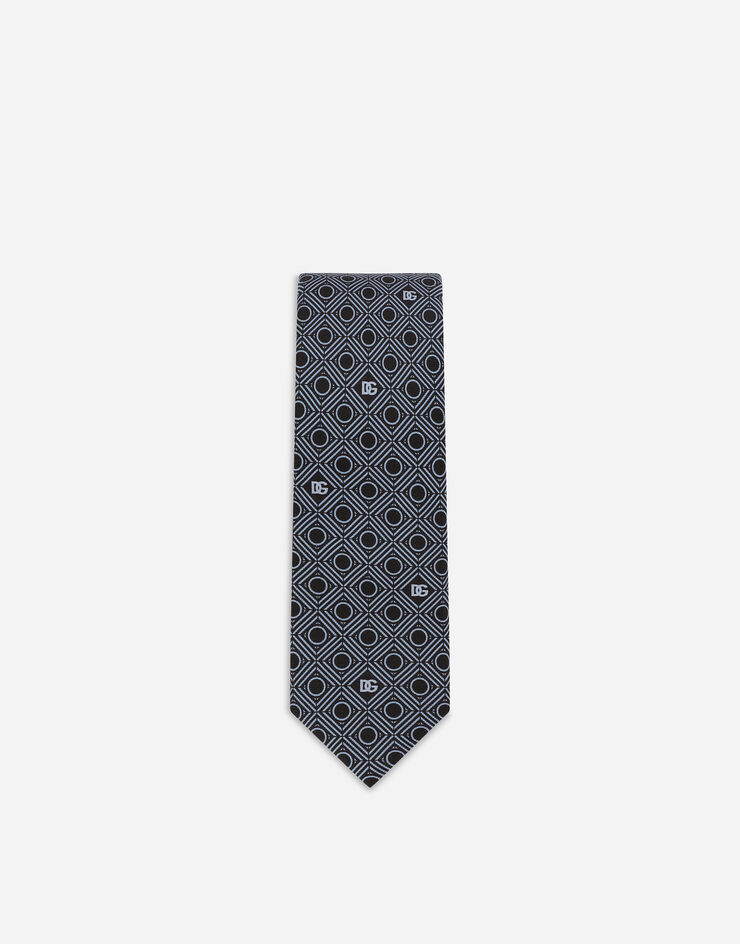 Dolce & Gabbana Corbata en jacquard de seda con micromotivo de logotipo DG Imprima GT149EG0WSO