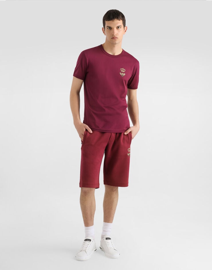 Dolce & Gabbana Cotton T-shirt with embroidery Bordeaux G8PV1ZG7WUQ
