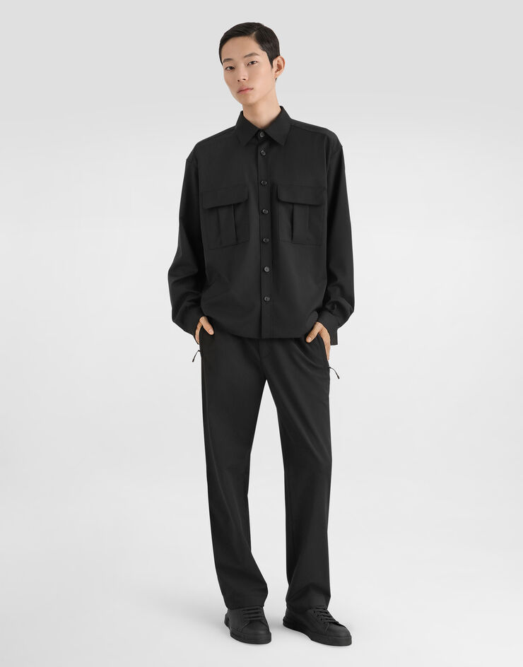 Dolce & Gabbana Wool blend canvas shirt Black G5OJ2TFURK8