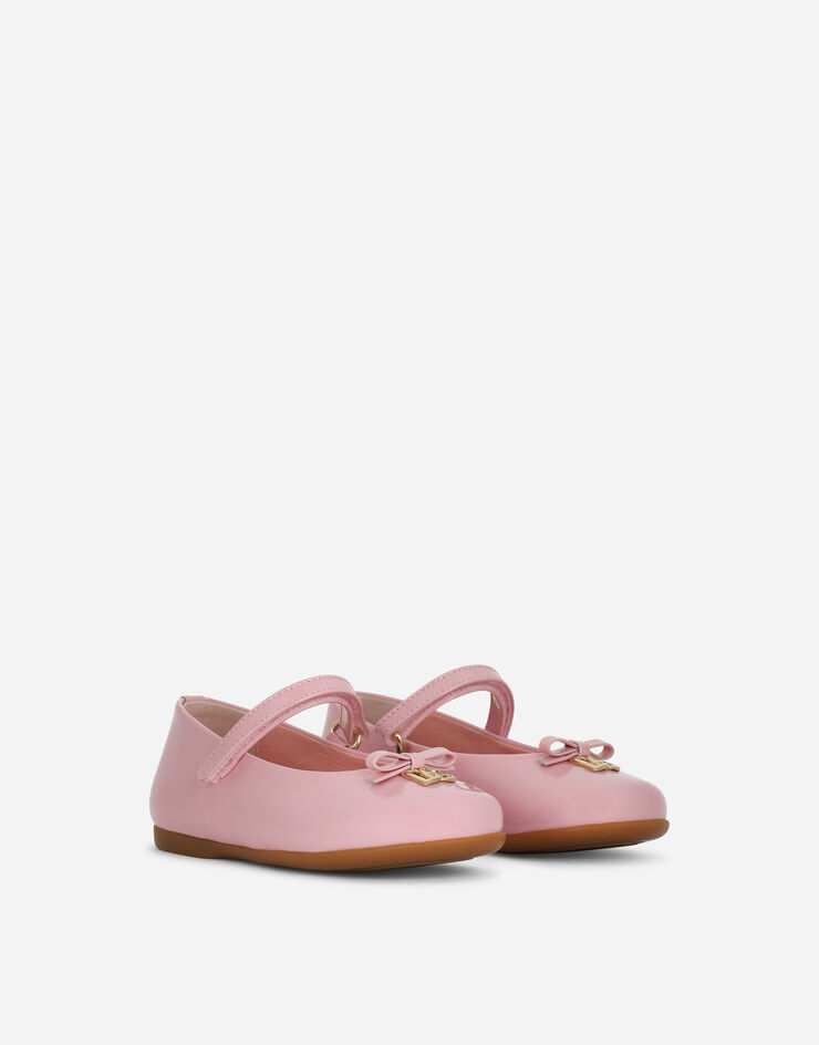 Dolce & Gabbana Ballerina in vernice con logo DG metal Rosa D20081A1328