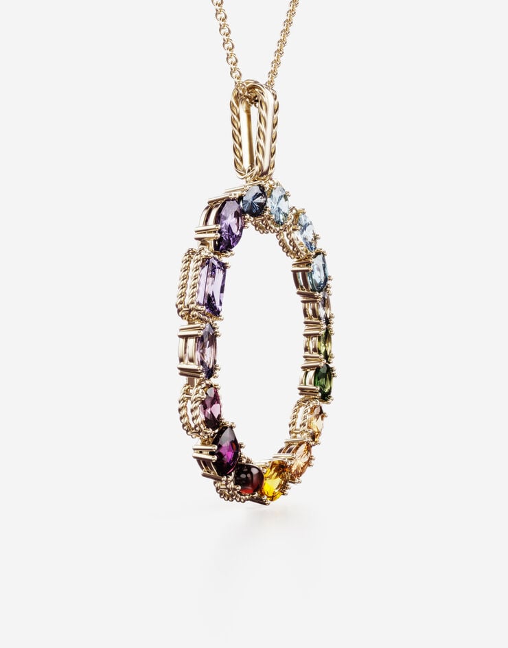 Dolce & Gabbana Rainbow alphabet O pendant in yellow gold with multicolor fine gems Gold WAMR2GWMIXO