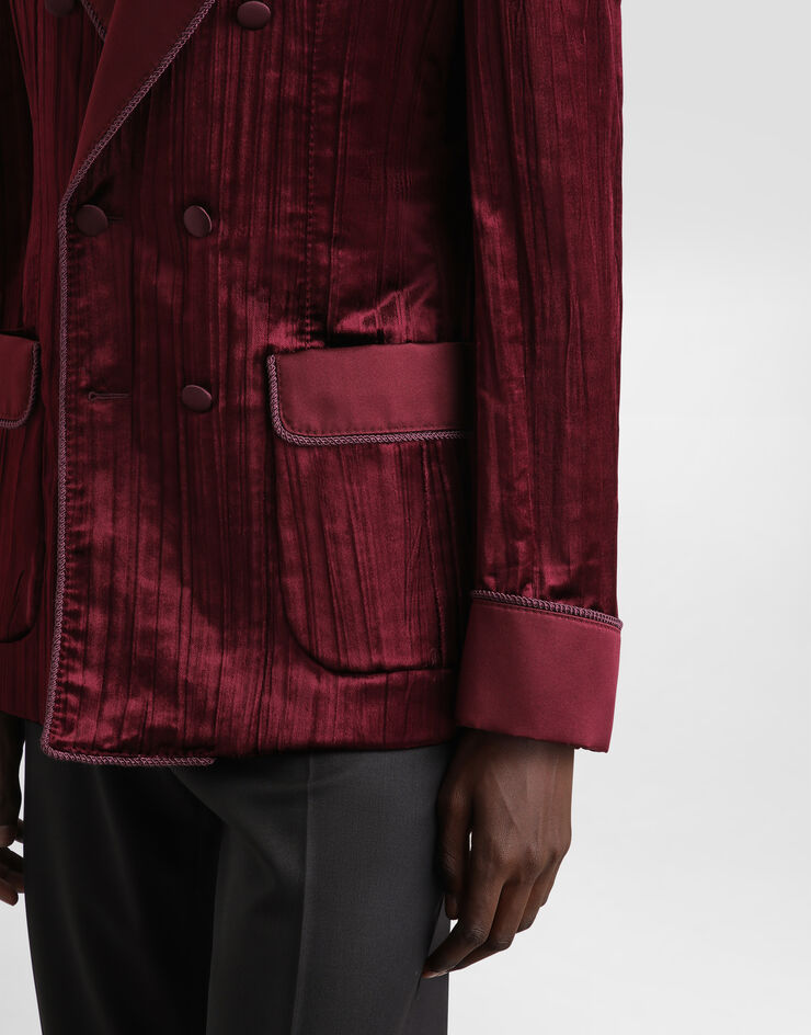 Dolce & Gabbana جاكيت مخمل بصف أزرار مزدوج بنفسجي G2UO2TFUWEP