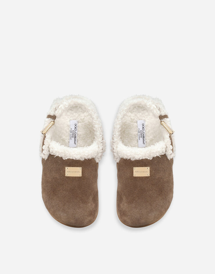 Dolce&Gabbana Suede mules with logo tag Multicolor DA5180AN339