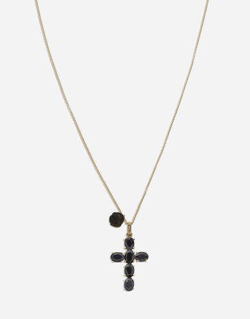 Dolce & Gabbana قلادة سيسيلي من ذهب أصفر عيار 18 قيراطًا وياقوت صفير أسود ذهبي WADC2GW0001