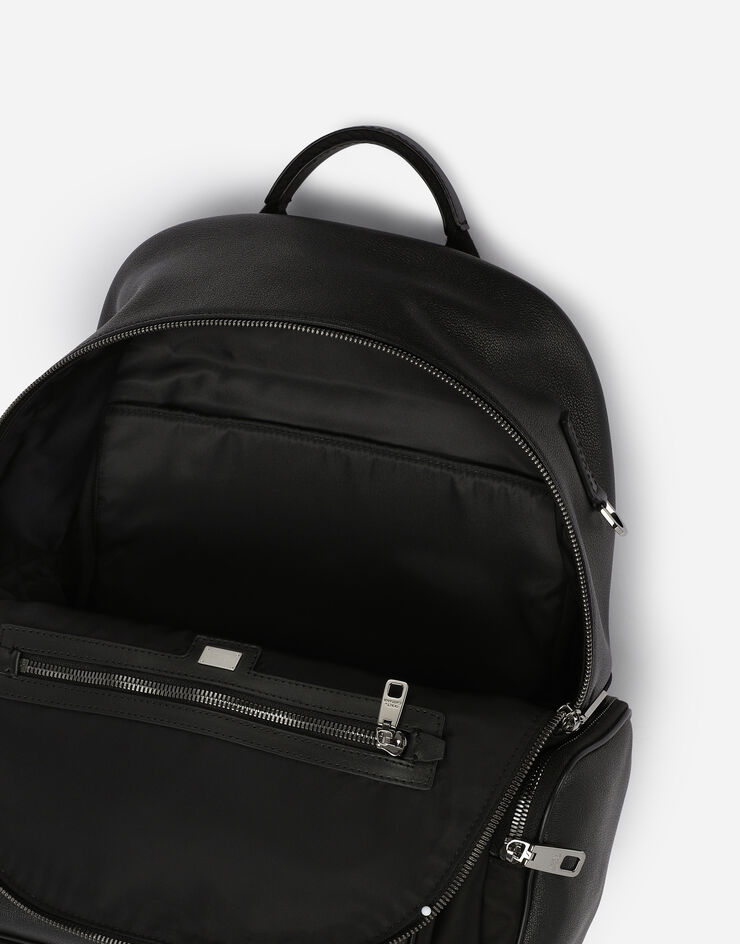 Nylon and grainy calfskin backpack in Black for Men | Dolce&Gabbana®