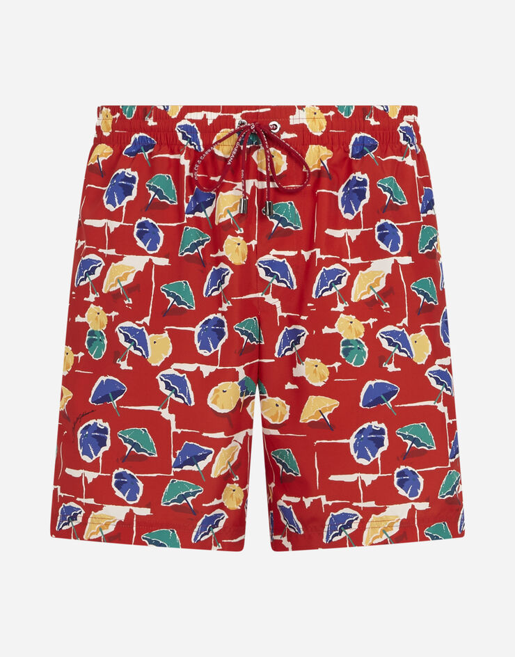 Dolce & Gabbana Medium swimming trunks with parasol print ROUGE M4A13THSM2A