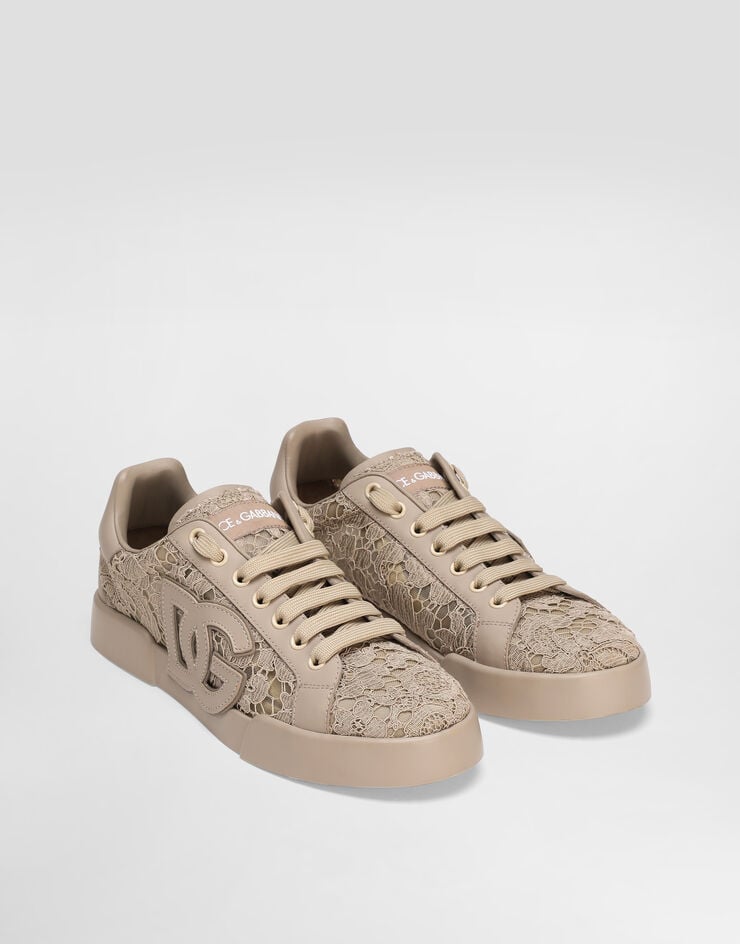 Dolce & Gabbana Portofino light strobel sneakers in taormina lace and calfskin Multicolor CK2343AI446