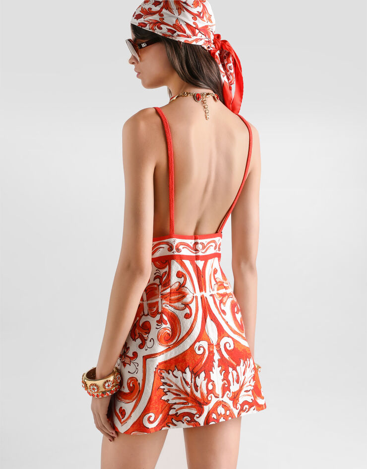 Dolce & Gabbana Majolica-print mat dress Multicolor F6TZOTGDDRC
