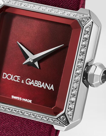 Dolce & Gabbana 소피아 스틸 워치, 무색 다이아몬드 세팅 보르도 WWJC2SXCMDT