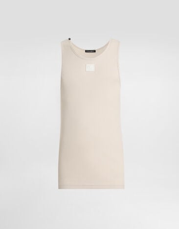 Dolce & Gabbana Ribbed tank top Beige G8QG9ZFU7AV