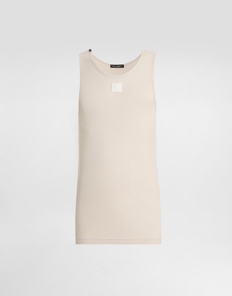 Dolce & Gabbana Ribbed tank top Beige G8QG9ZFU7AV