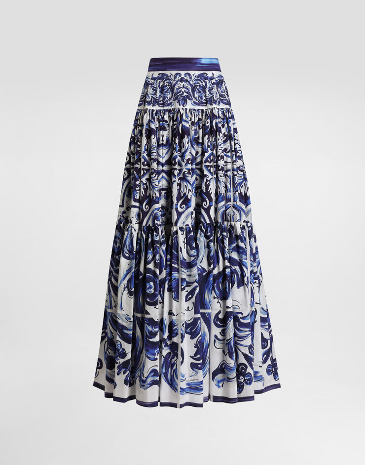 Dolce & Gabbana Majolica-print long poplin skirt Print I4O20WFI5JK