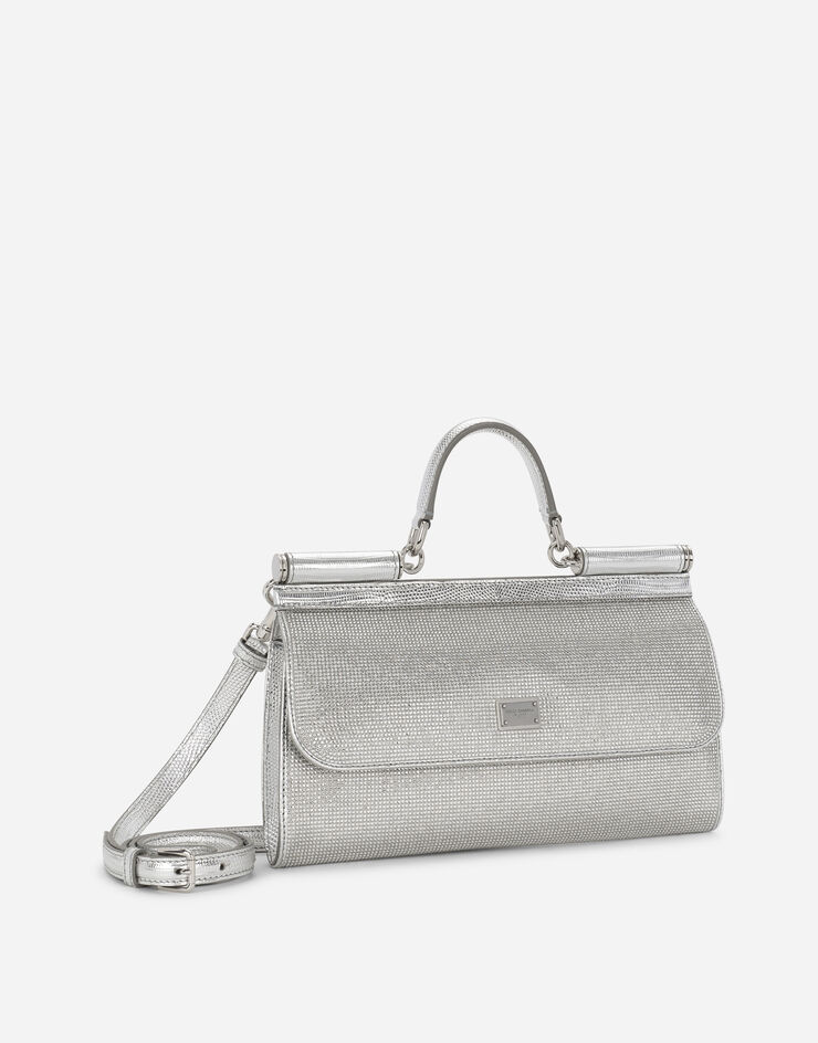 Dolce & Gabbana  Bolso Sicily de raso y strass termoadhesivos Plateado BB7465AN241