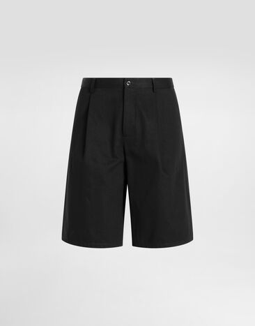 Dolce & Gabbana Bermuda en sergé de coton avec broderie logo DG Noir GP10FZGJ371
