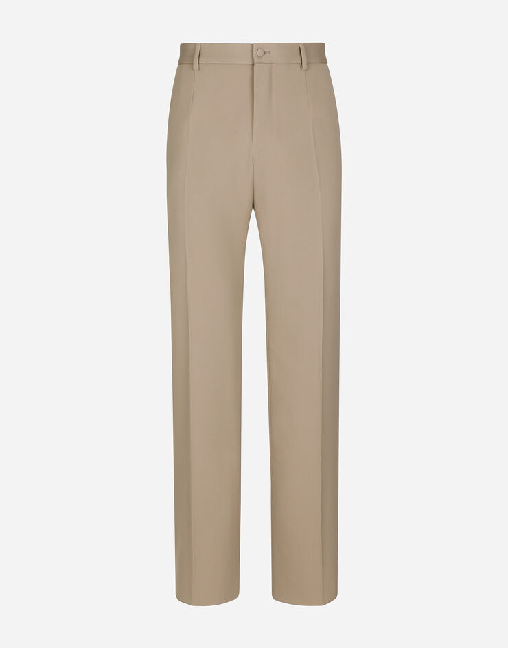 Dolce & Gabbana Hose aus Wollstretch mit geradem Bein Beige GYZMHTFUBGF