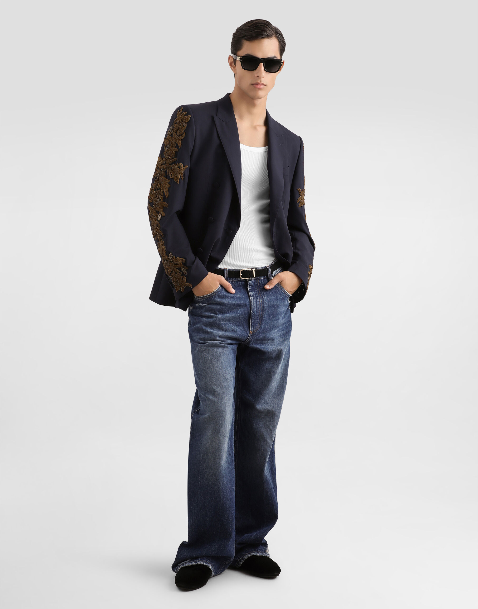 Double-breasted new martini wool jacket in Blue for Men