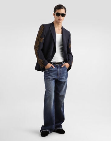 Dolce & Gabbana Double-breasted new martini wool jacket Blue G2VZ9ZFUBFT