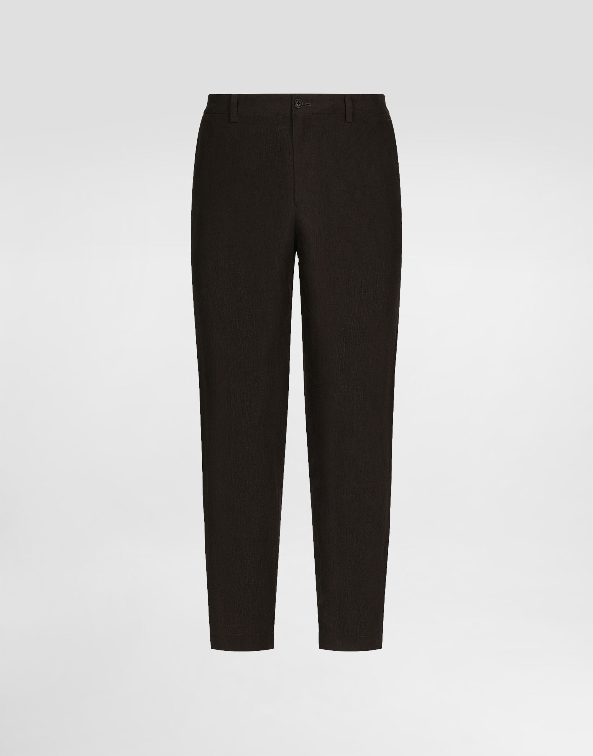 Linen pants with logo label in Brown for Men | Dolce&Gabbana®