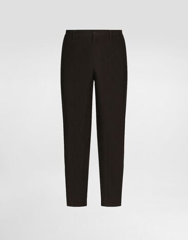 Dolce&Gabbana Linen pants with logo label Brown GW13ETFU4C2