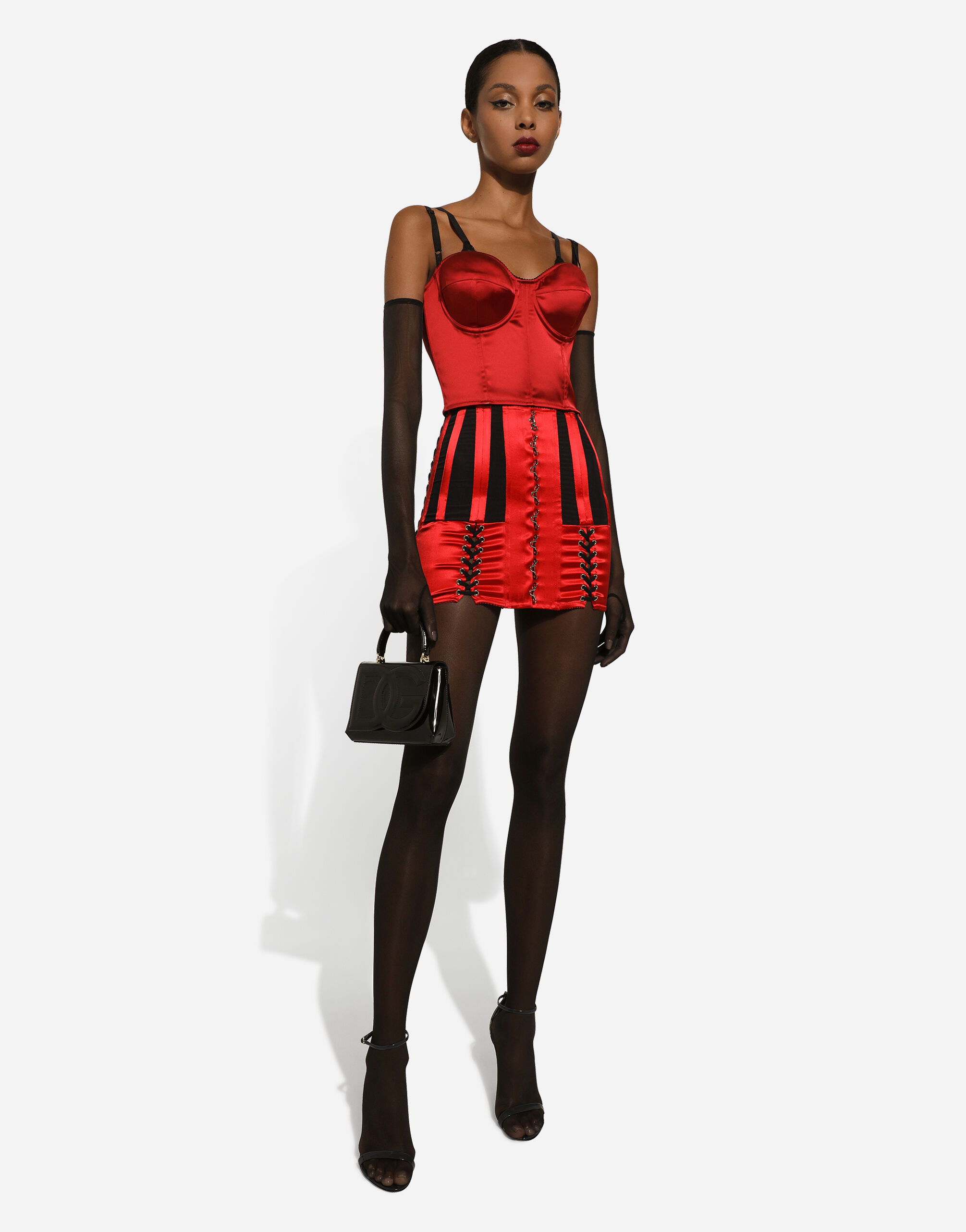 Satin corset top in Red for Women | Dolce&Gabbana® US