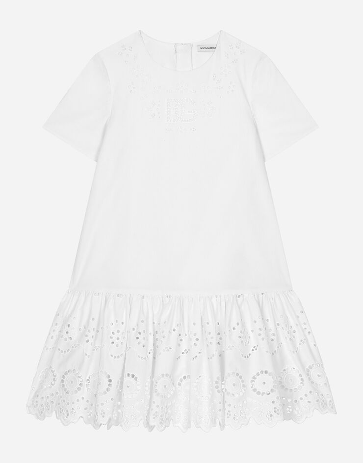 Dolce & Gabbana Abito in popeline con logo DG Bianco L53DY3G7NXY