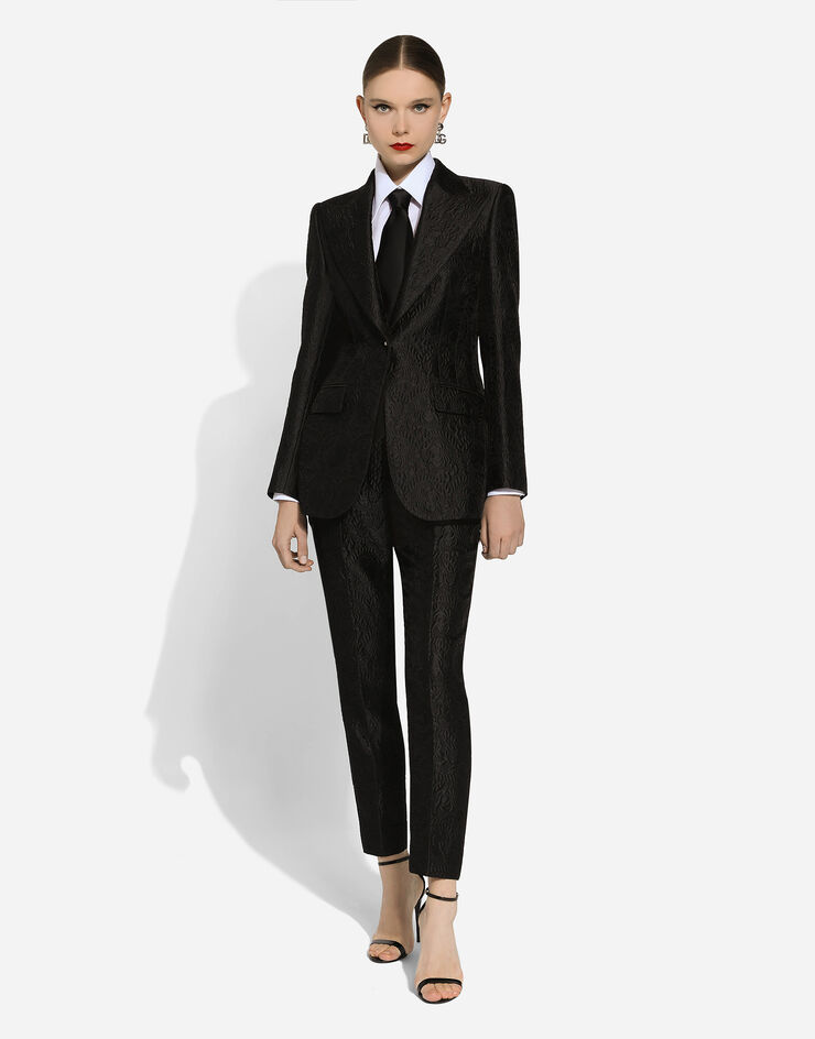 Dolce & Gabbana ターリントンジャケット シングルブレスト フローラルブロケード ブラック F29UCTHJMOK