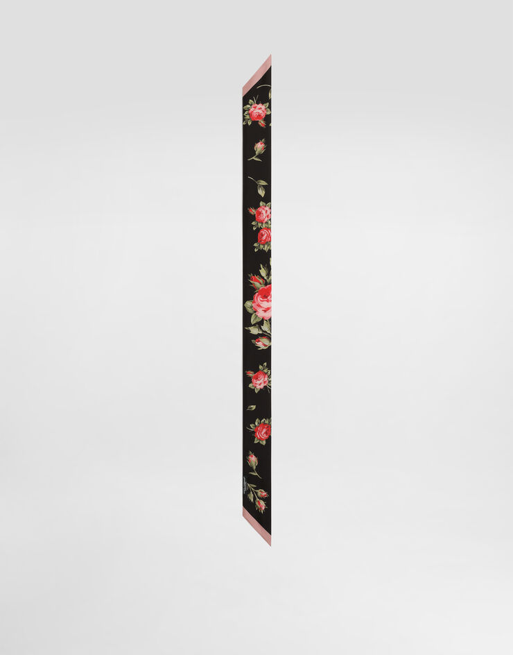 Dolce & Gabbana Bandana 6 x 100 en sarga de seda con estampado de buqués de rosas Multicolor FS215AGDDPM