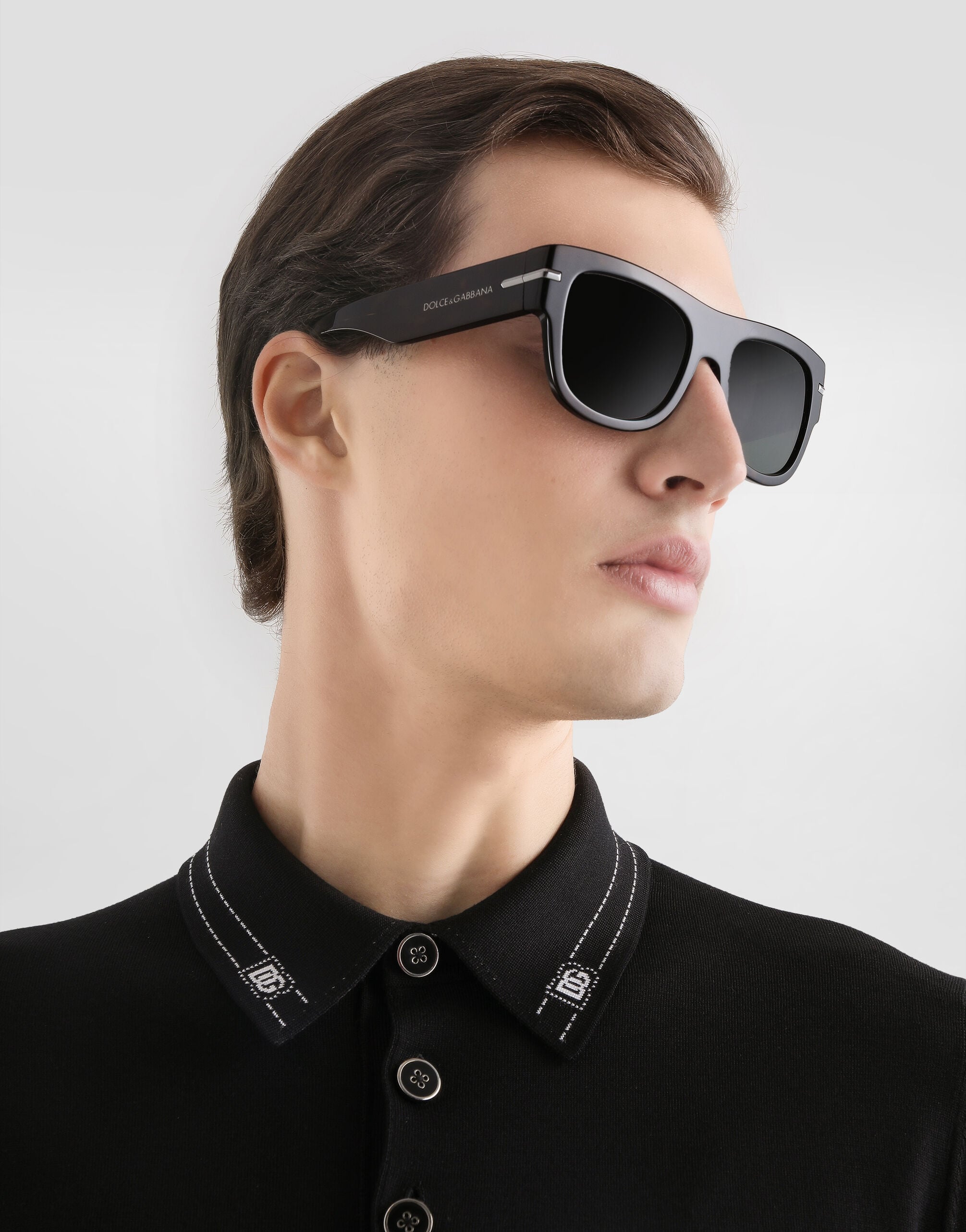 Silk polo shirt in Black for Men | Dolce&Gabbana®