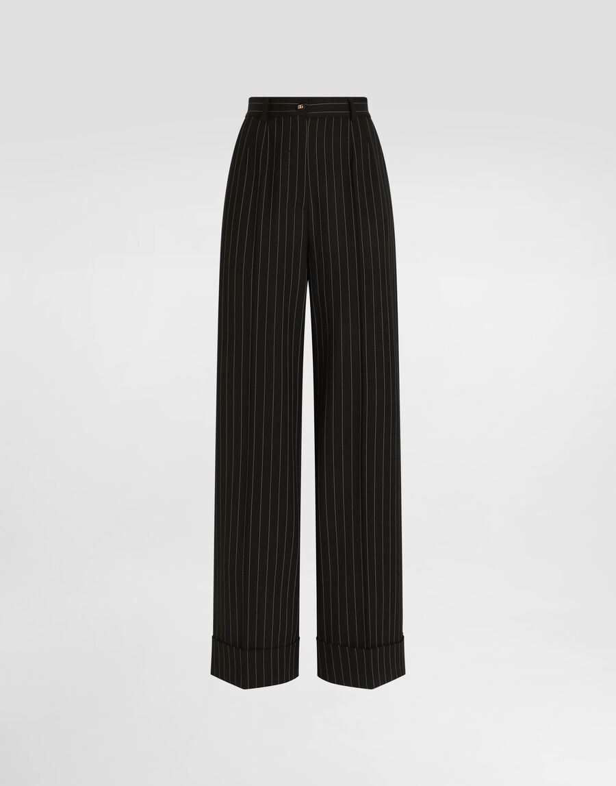 Pinstripe bi-stretch wool trousers