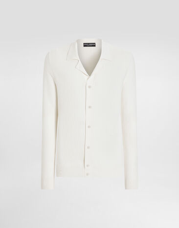 Dolce & Gabbana Cotton openwork-knit shirt Multicolor GXZ64TJFMMS