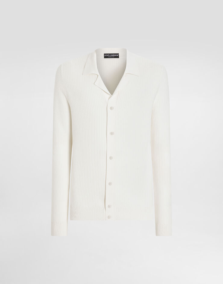 Dolce & Gabbana Camisa de punto de algodón calado Blanco GXVB9TJBCFP
