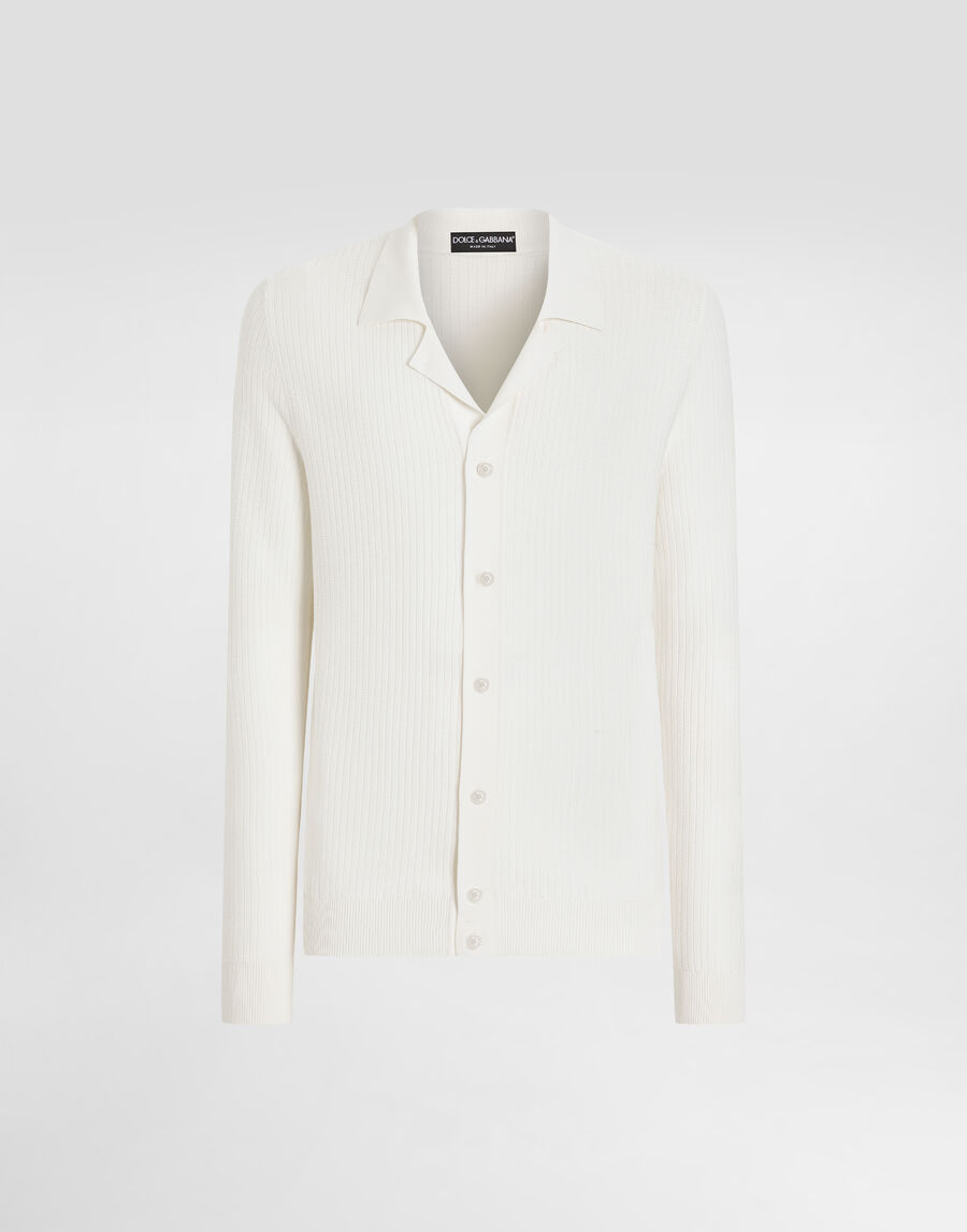 Cotton openwork-knit shirt