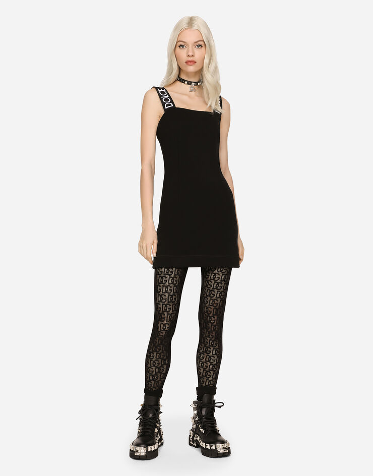 Dolce & Gabbana Short full Milano dress with branded straps Black F6ALITFU778