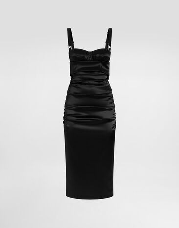Dolce & Gabbana Draped calf-length dress with bra-style detailing Print F7AX5TIS1Y6