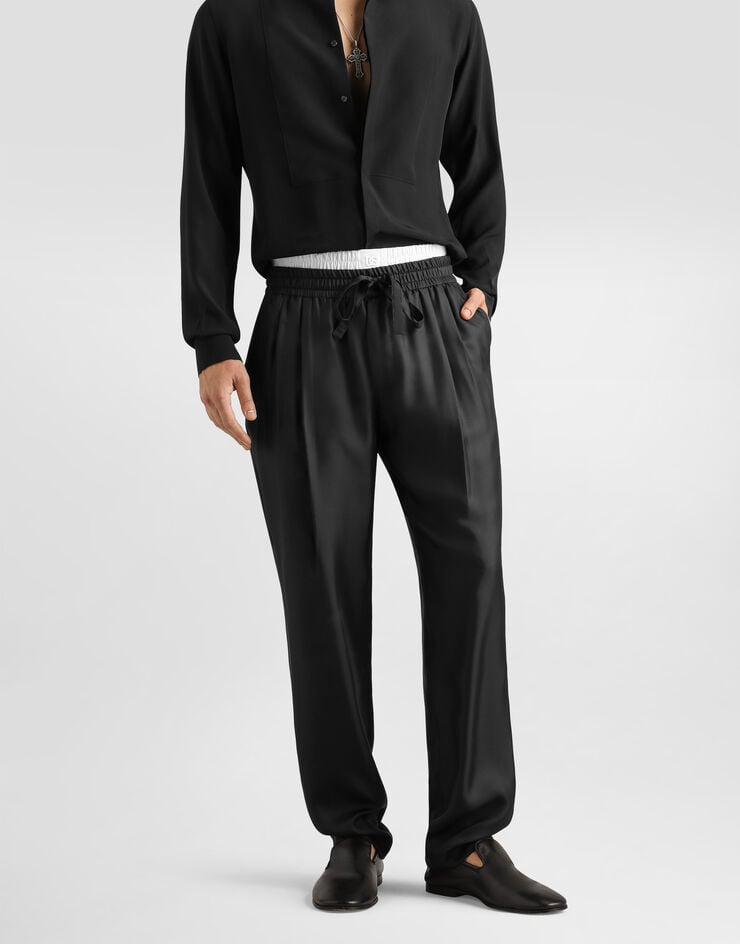 Dolce & Gabbana Pantalon de jogging en twill de soie Dolce & Gabbana Pantalon de jogging en twill de soie Black GP12QZFU1XB