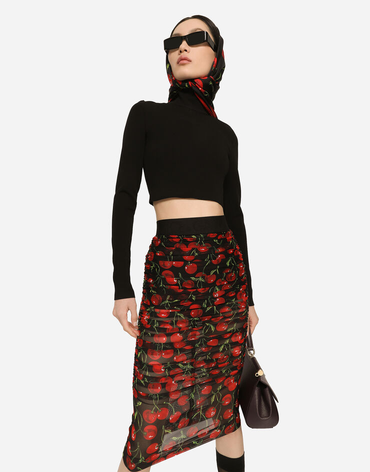 Dolce&Gabbana 高领短款针织衫 黑 FXL12TJFME6