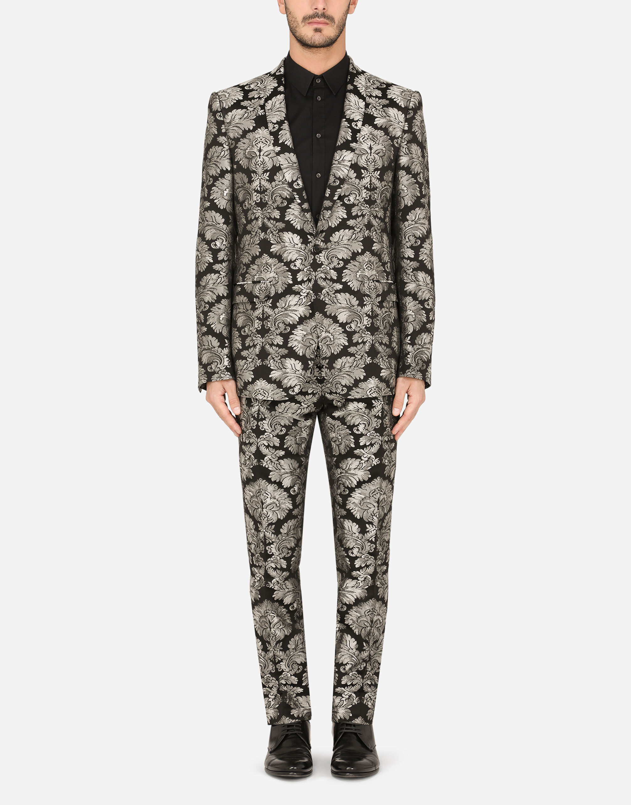 Floral jacquard Martini fit suit in Multicolor for Dolce Gabbana US