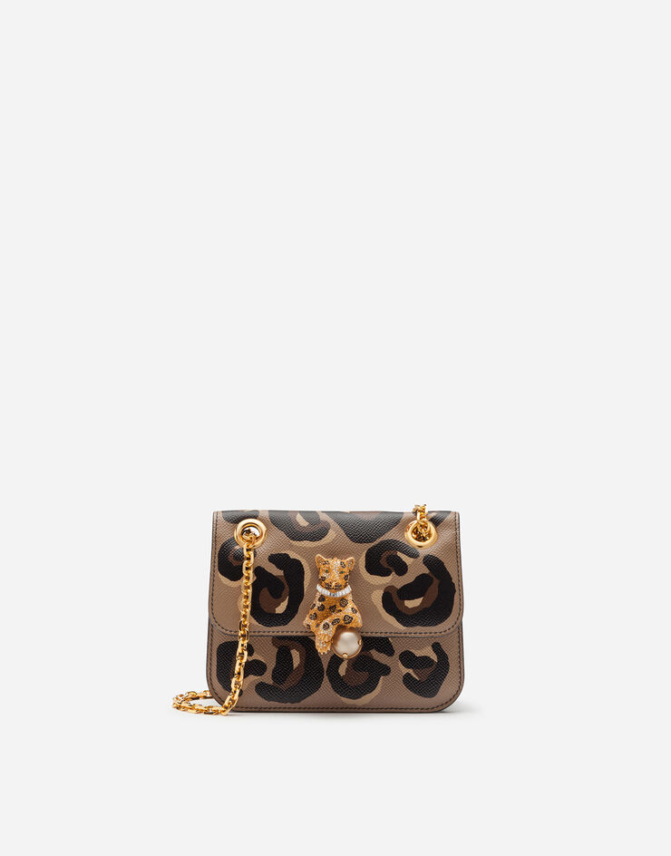 Dolce & Gabbana Small jungle bag in calfskin with DG leo print and bejeweled closure ANIMAL PRINT BB6863AX920