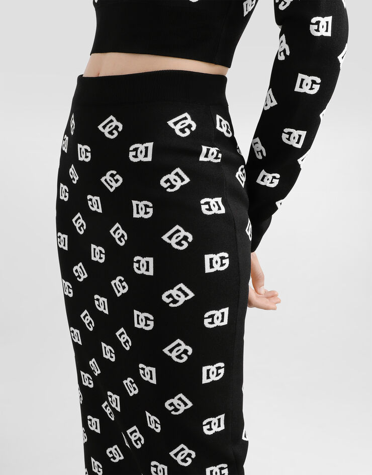 Dolce & Gabbana Falda de tubo de viscosa con logotipo DG jacquard Estampado FXO02TJAIK3